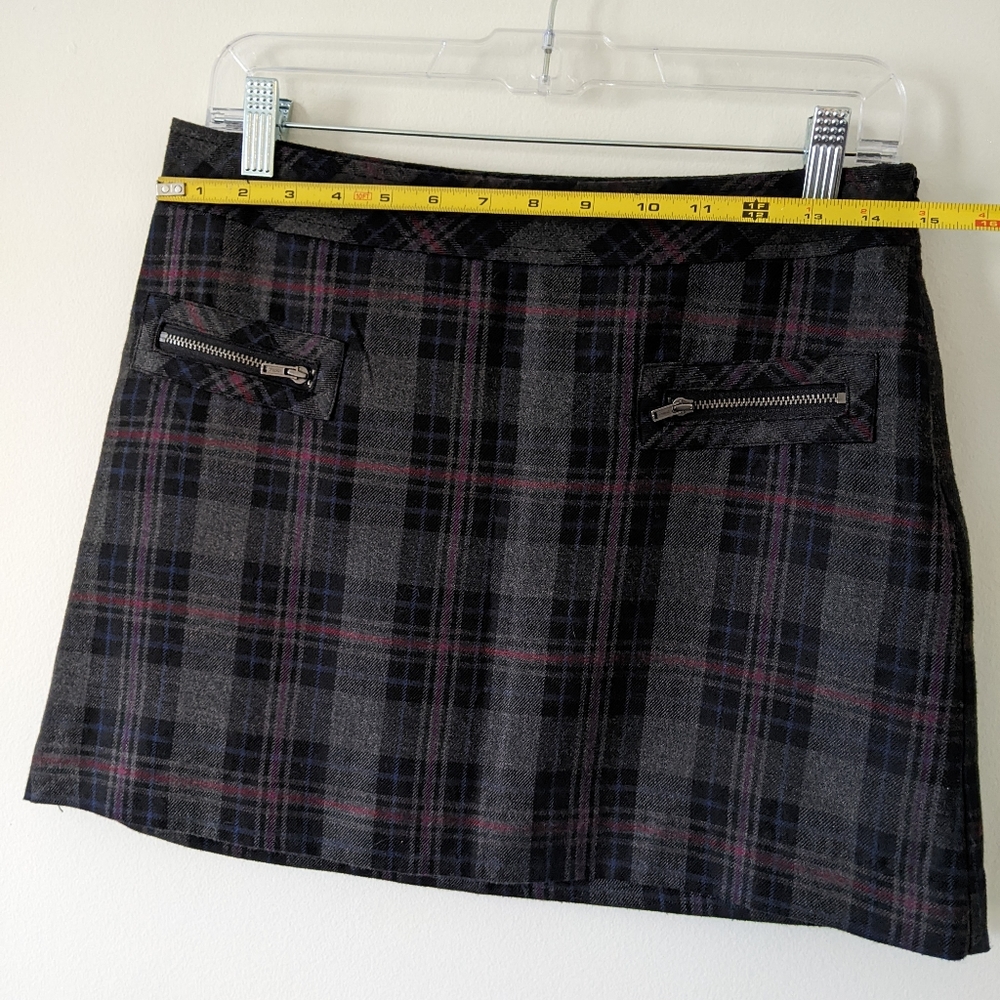 Dark Gray Plaid Mini Skirt
